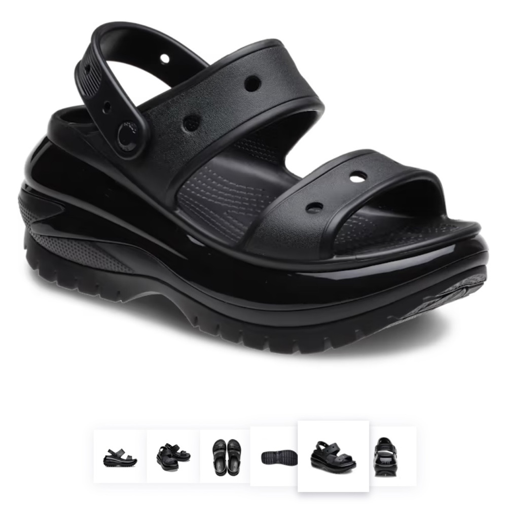 🛑SOLD Black mega crush croc sandals in a women’s 7 SOLD🛑